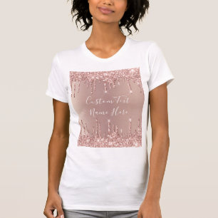 Rose Gold Glitzer Tropfen Ihr Textname T - Shirt