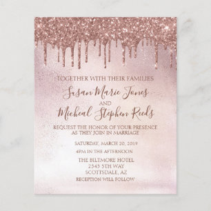 Rose Gold Glitzer Tropfen Kalligrafie Hochzeitsinv Flyer