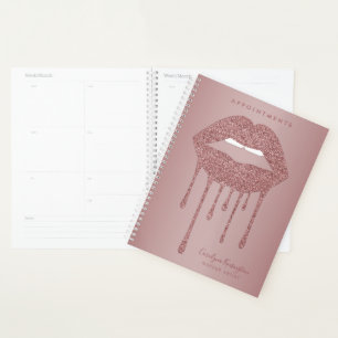 Rose Gold Glitzer Tropfen Lippen Sie auf Planer