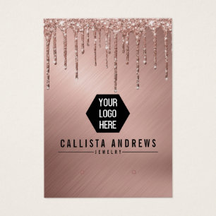 Rose Gold Glitzer Tropfen Logo-Werbekarte