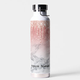 Rose Gold Glitzer Tropfen Marmorbäume Individuelle Trinkflasche