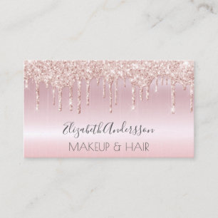 Rose Gold Glitzer Tropfen Metallische Schminkhaare Visitenkarte