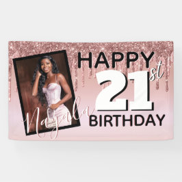 Rose Gold Glitzer Tropfen|Monogram|AGE Foto Geburt Banner