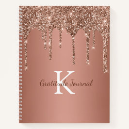Rose Gold Glitzer Tropfen Monogram Dankbarkeit Jou Notizbuch