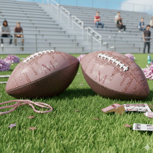 Rose Gold Glitzer Tropfen Monogram Football
