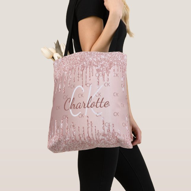 Rose Gold Glitzer Tropfen monogramm elegant (Von Nahem)