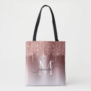 Rose Gold Glitzer Tropfen Monogramm Name