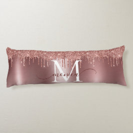Rose Gold Glitzer Tropfen Monogramm Name Seitenschläferkissen