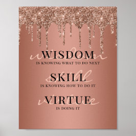 Rose Gold Glitzer Tropfen Motivierend Kostenvorans Poster
