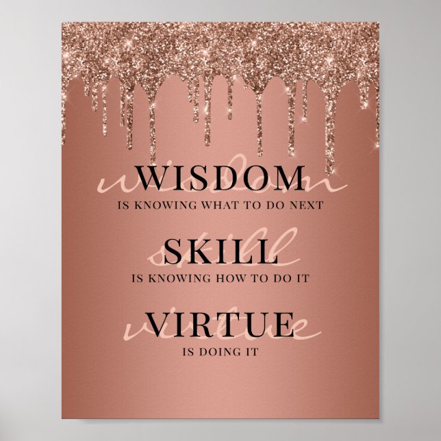 Rose Gold Glitzer Tropfen Motivierend Kostenvorans Poster (Vorne)