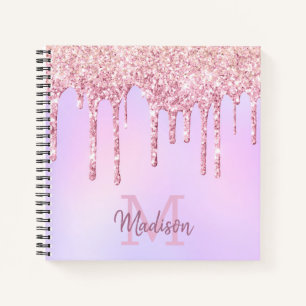 Rose Gold Glitzer Tropfen Ombre Einicorn Mit Monog Notizbuch