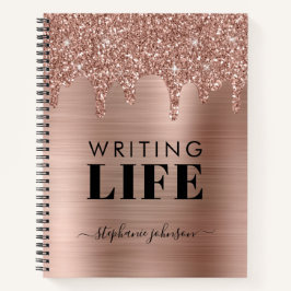 Rose Gold Glitzer Tropfen Personalisiert Writer Notizbuch