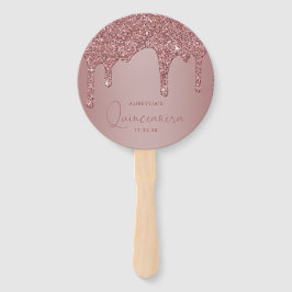 Rose Gold Glitzer Tropfen Quinceanera Foto Fächer