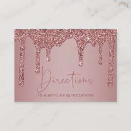 Rose Gold Glitzer Tropfen Quinceñera Karte