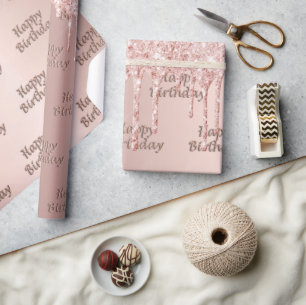 Rose Gold Glitzer Tropfen Rosa Funkeln Geschenkpapier