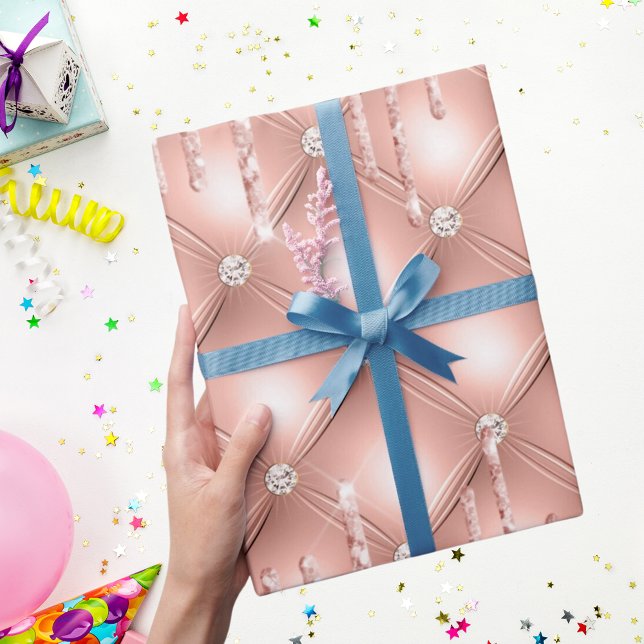 Rose Gold Glitzer Tropfen Rosa funkeln Luxus Geschenkpapier (Von Creator hochgeladen)