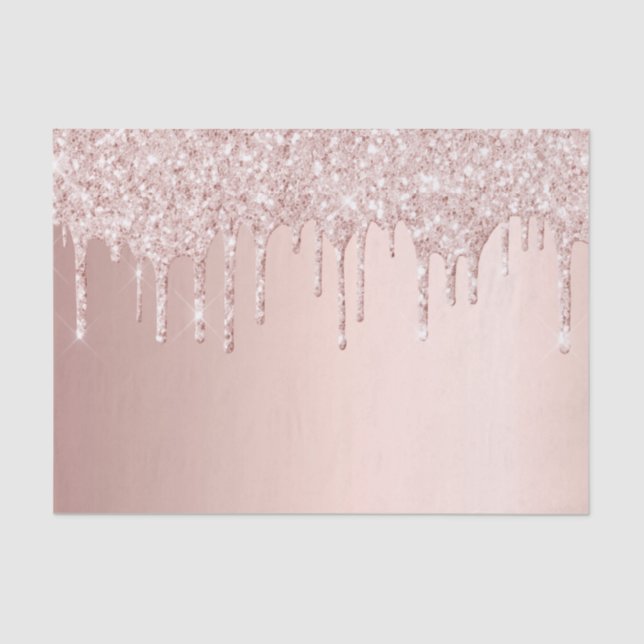 Rose Gold Glitzer Tropfen rosa gürtelig glitzern Seidenpapier (Vorderseite)