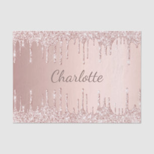 Rose Gold Glitzer Tropfen rosa gürtelige Monogramm Seidenpapier