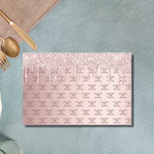 Rose Gold Glitzer Tropfen Rosa Monogramm Seidenpapier (Von Creator hochgeladen)
