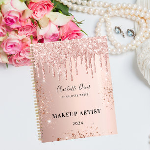 Rose Gold Glitzer Tropfen Rosa Namensmarke 2023 Planer