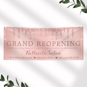 Rose Gold Glitzer Tropfen Salon Covid Safe Banner