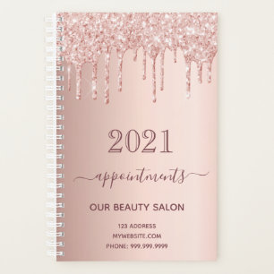 Rose Gold Glitzer Tropfen Salon-Termine Planer