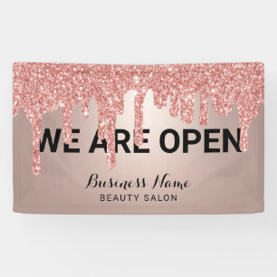 Rose Gold Glitzer Tropfen Schönheitssalon Wir sind Banner