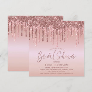 Rose Gold Glitzer Tropfen Script Brautparty Einladung
