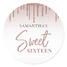 Rose Gold Glitzer Tropfen Script Sweet 16 Geburtst