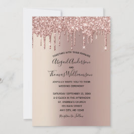 Rose Gold Glitzer Tropfen Trendy Elegante Hochzeit Einladung