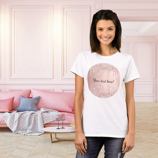 Rose Gold Glitzer Tropfen tropfen gürtelig Glam Te T-Shirt (Von Creator hochgeladen)