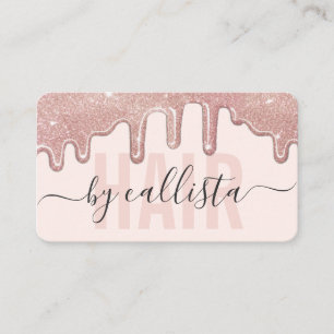 Rose Gold Glitzer Tropfen Typografie Hair Stylist Visitenkarte