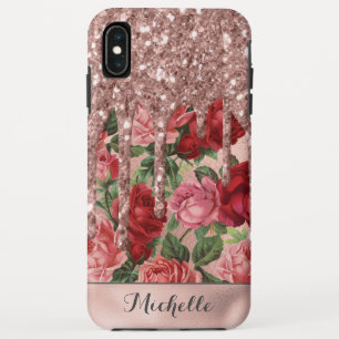 Rose Gold Glitzer Tropfen Vintag Rose Blumenname Case-Mate iPhone Hülle