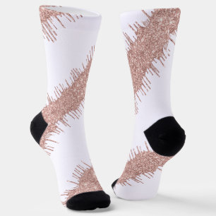 Rose Gold Glitzer Tropfen Weiße Socken