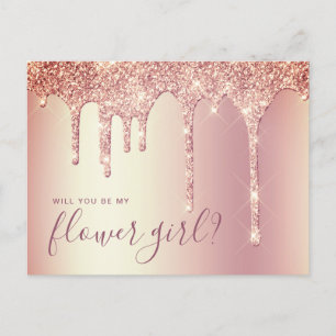 Rose Gold Glitzer Tropfen werden Sie meine Blume M Einladungspostkarte