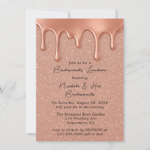 Rose Gold Glitzer & Tropfens Bridesmaids Luncheon Einladung