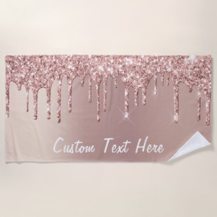 Rose Gold Glitzer Tropfens Strandtuch - Ihr Text
