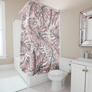 Rose Gold Glitzer Tropical Palm Blätter Insel Chic Duschvorhang