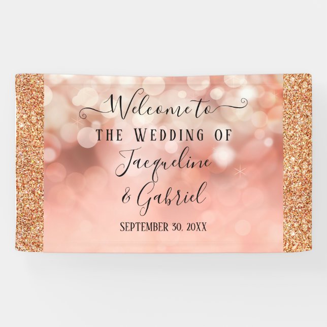 Rose Gold Glitzer Twinkle Faillights Blush Pink Banner (Horizontal)