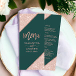Rose Gold Glitzer Typografie grüne Hochzeitsmenü Menükarte<br><div class="desc">Rose Gold Glitzer Typografie Dunkelwaldgrün</div>