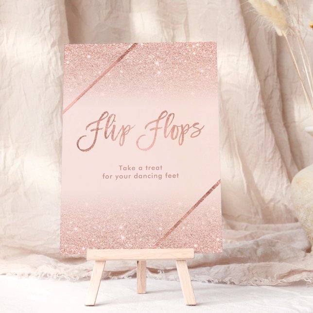 Rose Gold Glitzer Typografie Rosa Schild Einladung (Rose gold glitter typography blush pink sign invitation, flip flops)