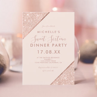 Rose Gold Glitzer Typografie rot Foto süß 16 Einladung