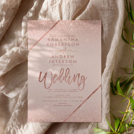 Rose Gold Glitzer Typografie rot Rosa Hochzeit Einladung