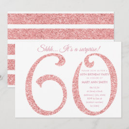 Rose Gold Glitzer Überraschung 60. Geburtstag Einladung