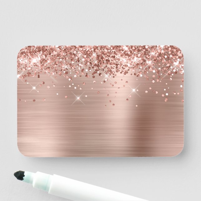 Rose Gold Glitzer und Fohlen Blank Namensschild (Beispiel)