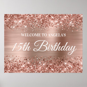 Rose Gold Glitzer und Foil 15. Geburtstag Willkomm Poster