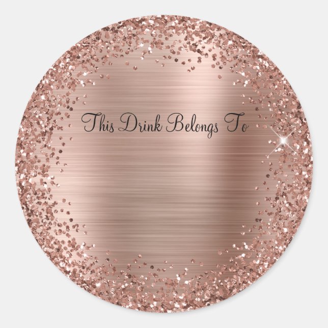 Rose Gold Glitzer und Foil Dieses Getränk gehört z Runder Aufkleber (Vorderseite)