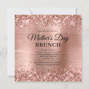 Rose Gold Glitzer und Foil Muttertag Brunch Einladung
