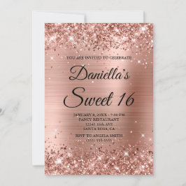 Rose Gold Glitzer und Foil Sweet 16 Einladung