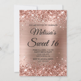 Rose Gold Glitzer und Folie Sweet 16 Extravagant M Einladung